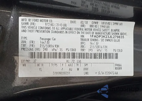 2018 Ford Focus Se from USA, damaged, VIN 1FADP3K23JL279835